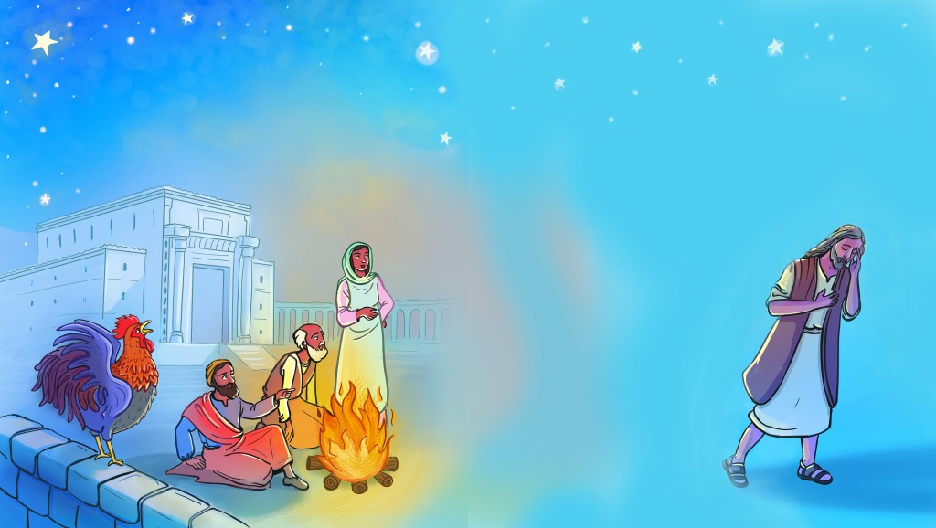 N'es-tu pas, toi aussi, l'un de ses disciples ? Le coq de l'Évangile nous raconte le reniement de saint Pierre.